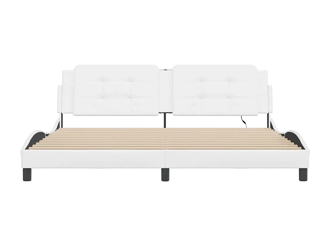 Cadre de lit avec lumières LED blanc 200x200 similicuir