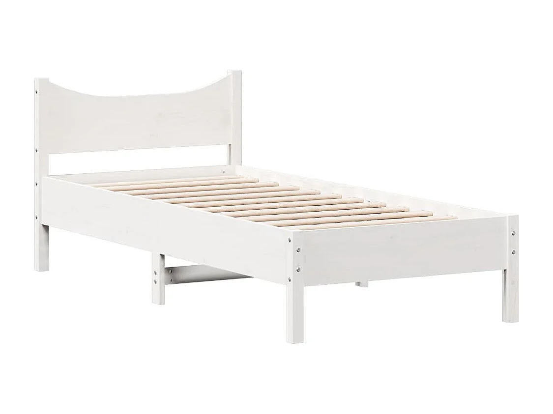 Cadre de lit blanc 90x200 bois de pin massif