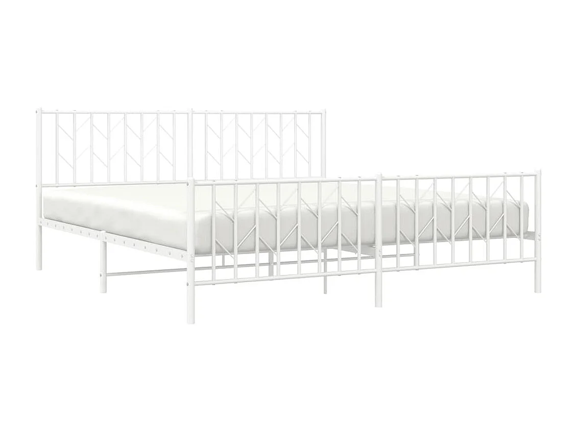 Cadre de lit métal avec tête de lit-pied de lit blanc 183x213