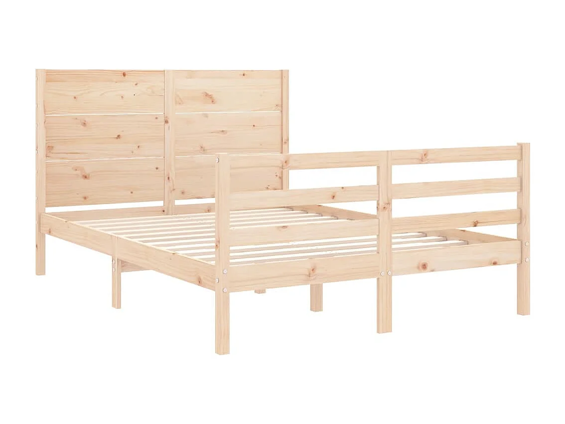 Bedframe met hoofdbord massief hout 140x190 cm