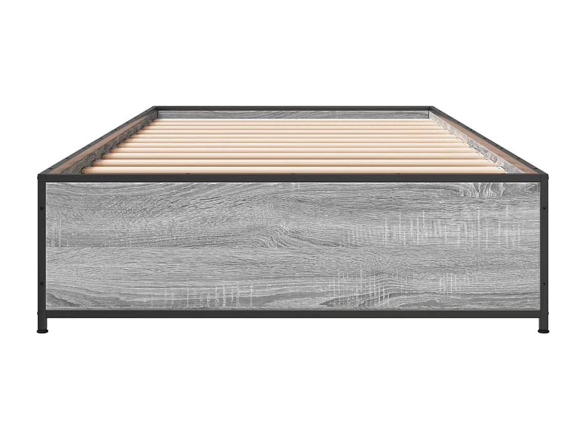 Cadre de lit sonoma gris 100x200 bois d'ingénierie et métal