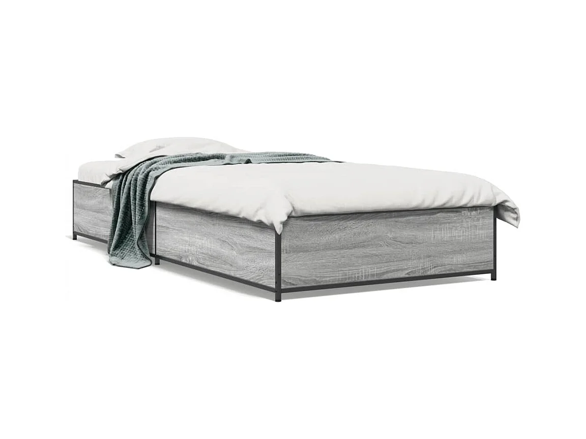 Cadre de lit sonoma gris 100x200 bois d'ingénierie et métal