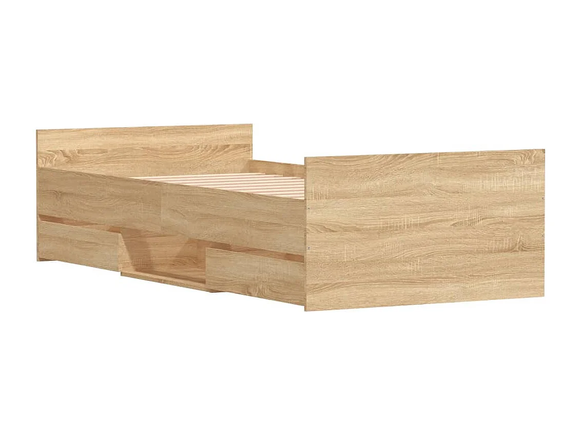 Cadre de lit tête de lit et pied de lit chêne sonoma 100x200