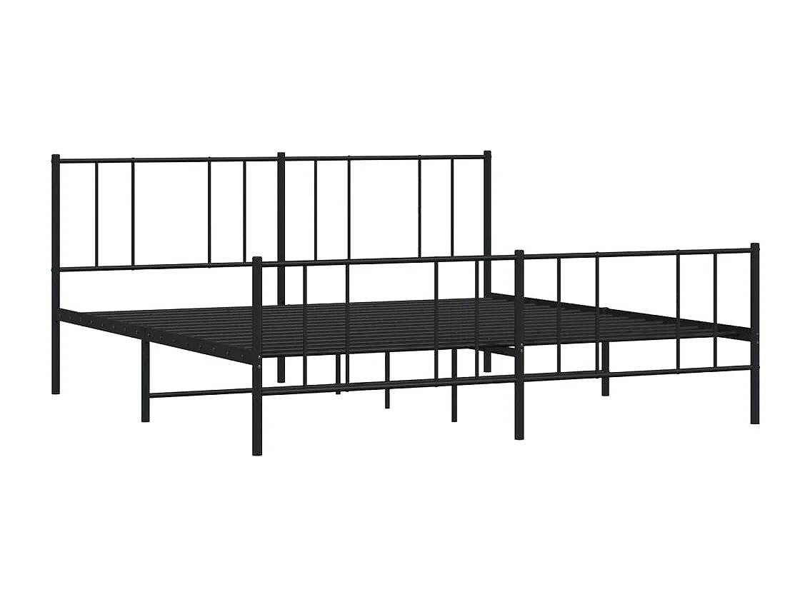 Cadre de lit métal avec tête de lit-pied de lit noir 200x200