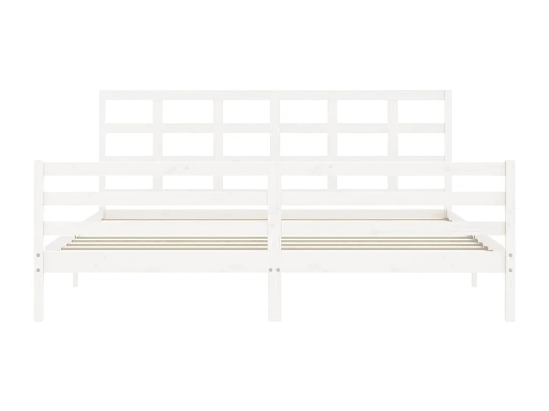 Cadre de lit avec tête de lit blanc 200x200 bois massif