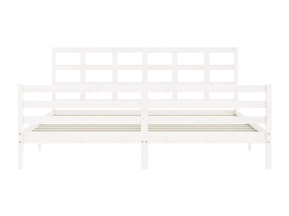 Cadre de lit avec tête de lit blanc 200x200 bois massif