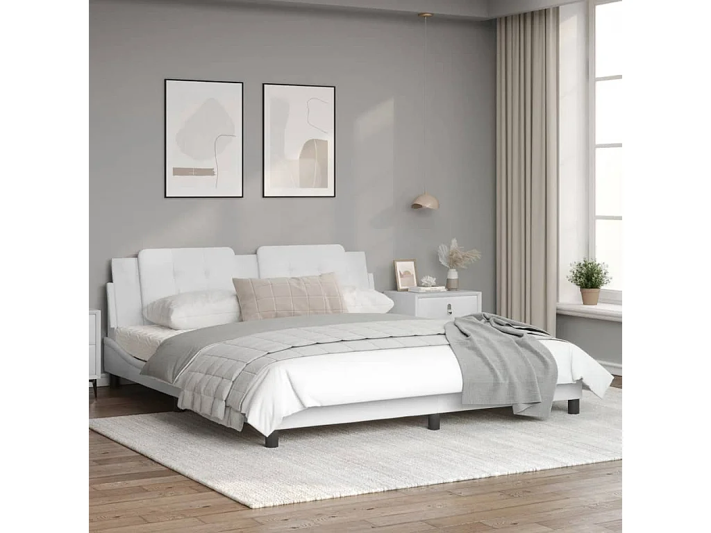 Cadre de lit avec lumières LED noir 180x200 similicuir