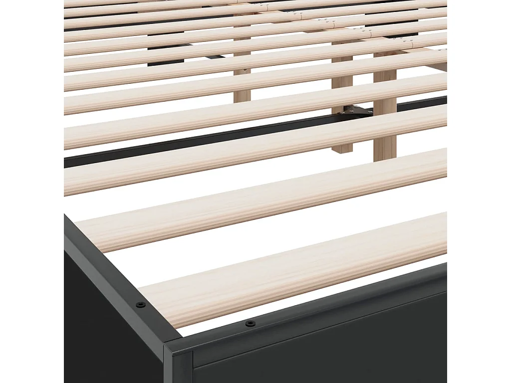Cadre de lit noir 200x200 bois d'ingénierie et métal
