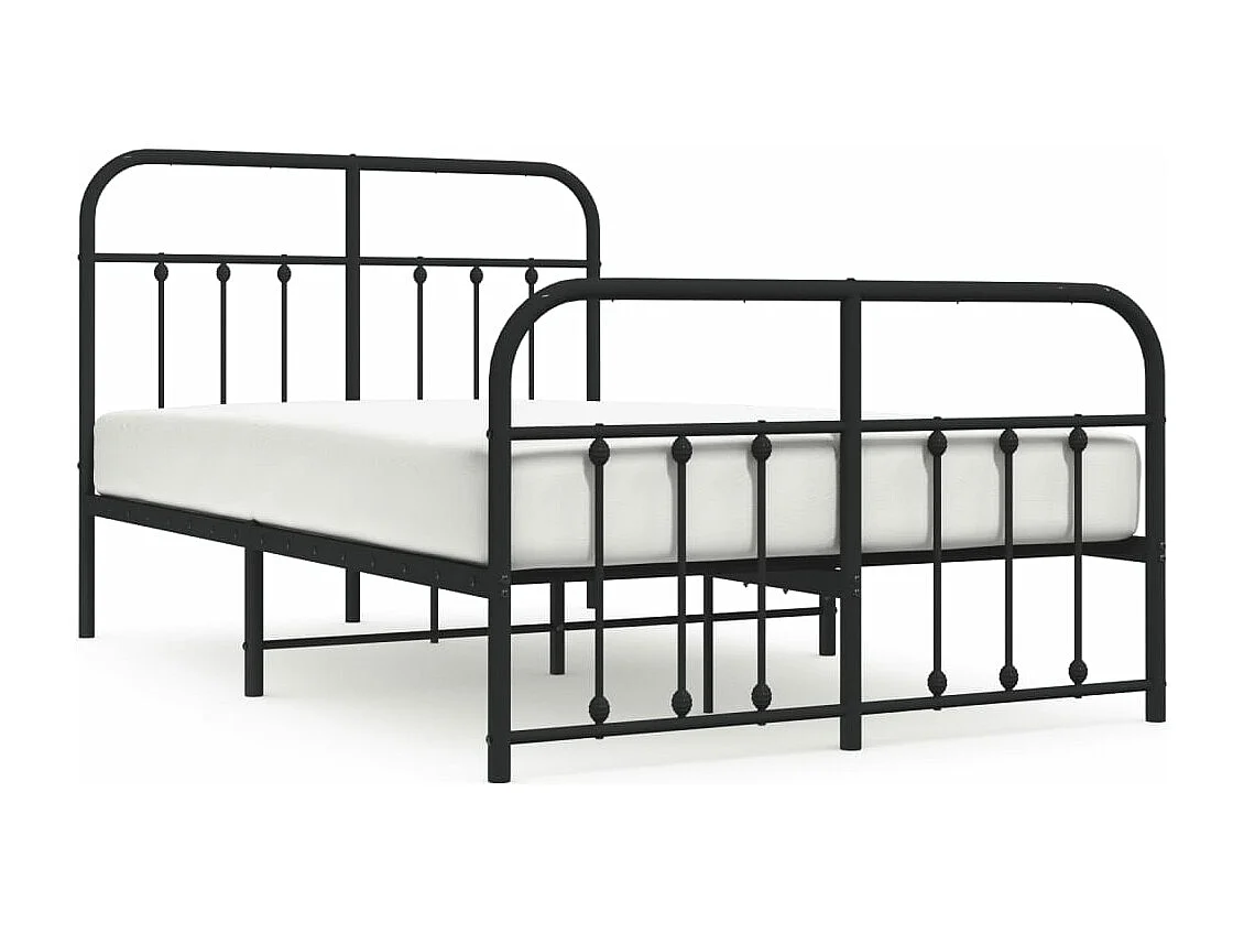Cadre de lit métal avec tête de lit-pied de lit noir 120x190