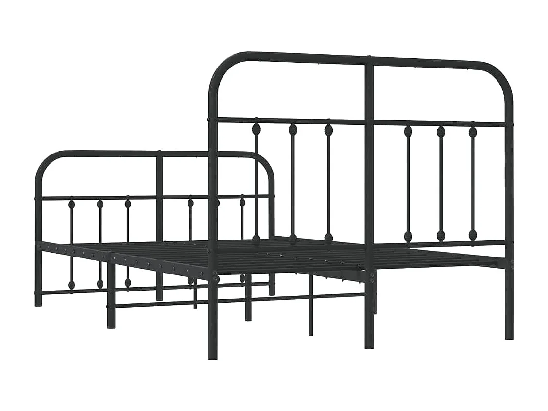 Cadre de lit métal avec tête de lit-pied de lit noir 120x190