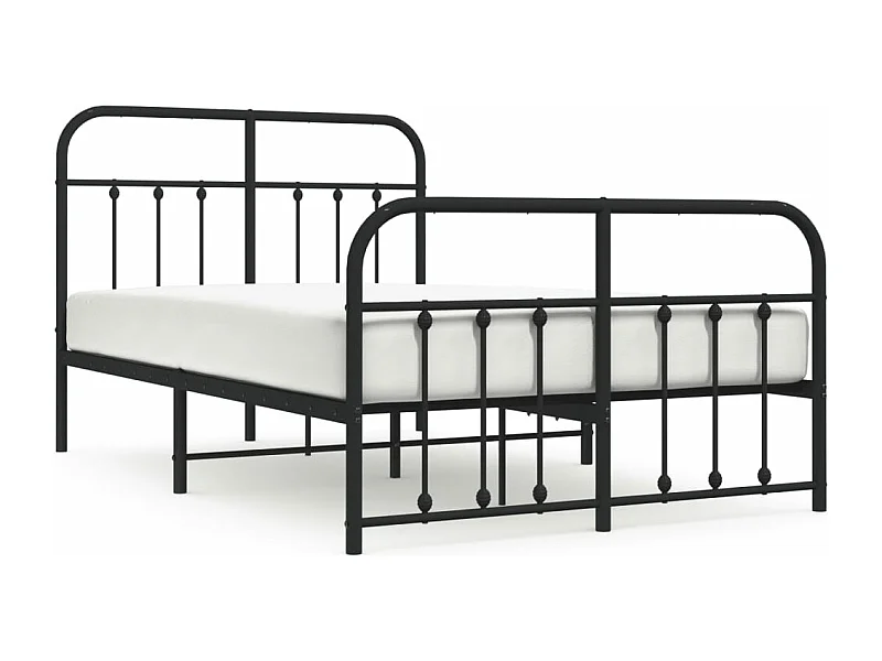 Cadre de lit métal avec tête de lit-pied de lit noir 120x190