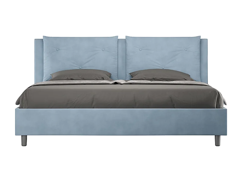 Lit sans sommier rembourré 180x200 microfibre bleu clair Appia