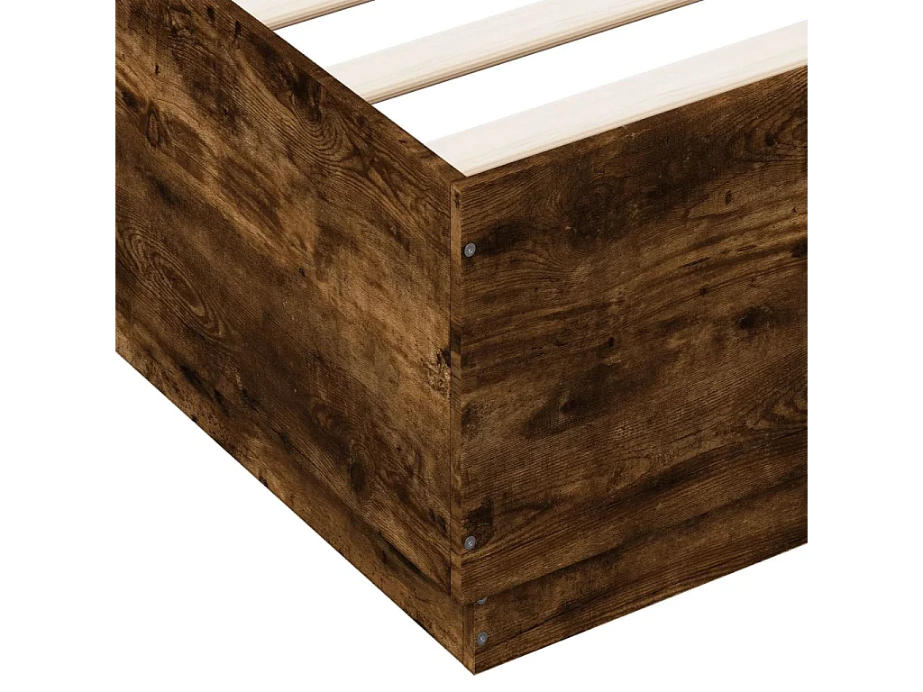 Cadre de lit avec lumières LED chêne fumé 140x200