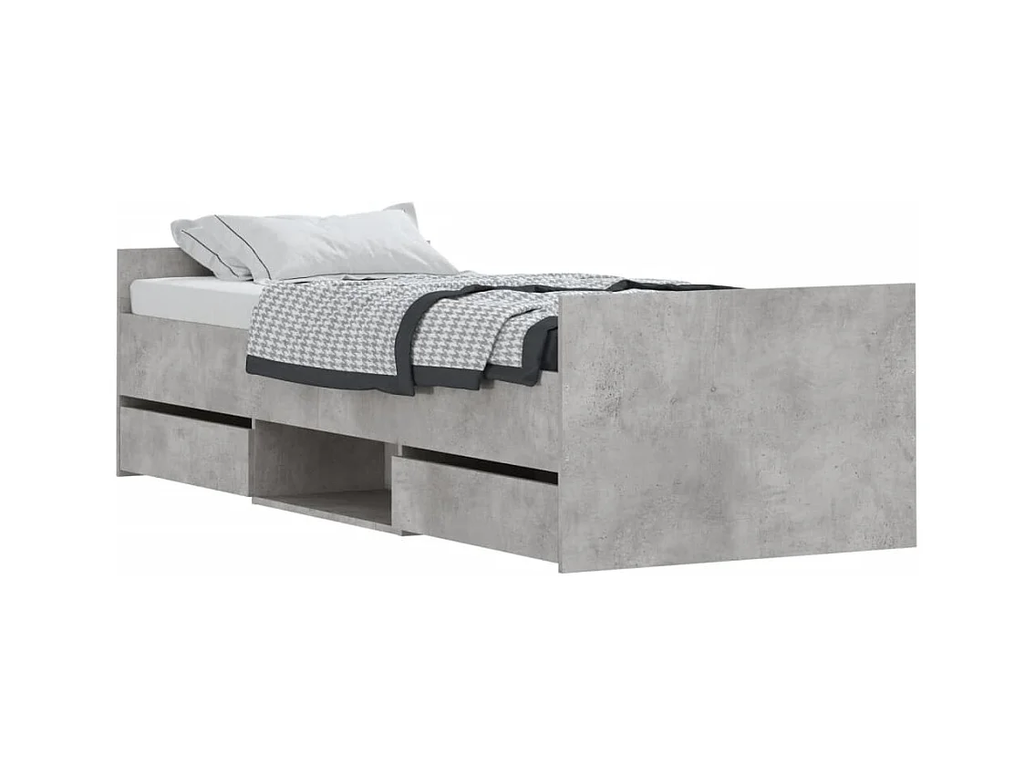Bedframe met hoofd- en voeteneinde betongrijs 75x190 cm