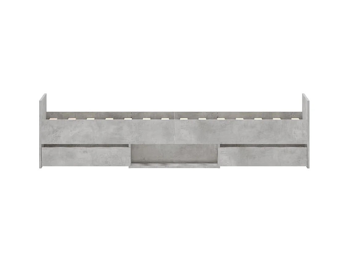 Cadre de lit tête de lit et pied de lit gris béton 75x190