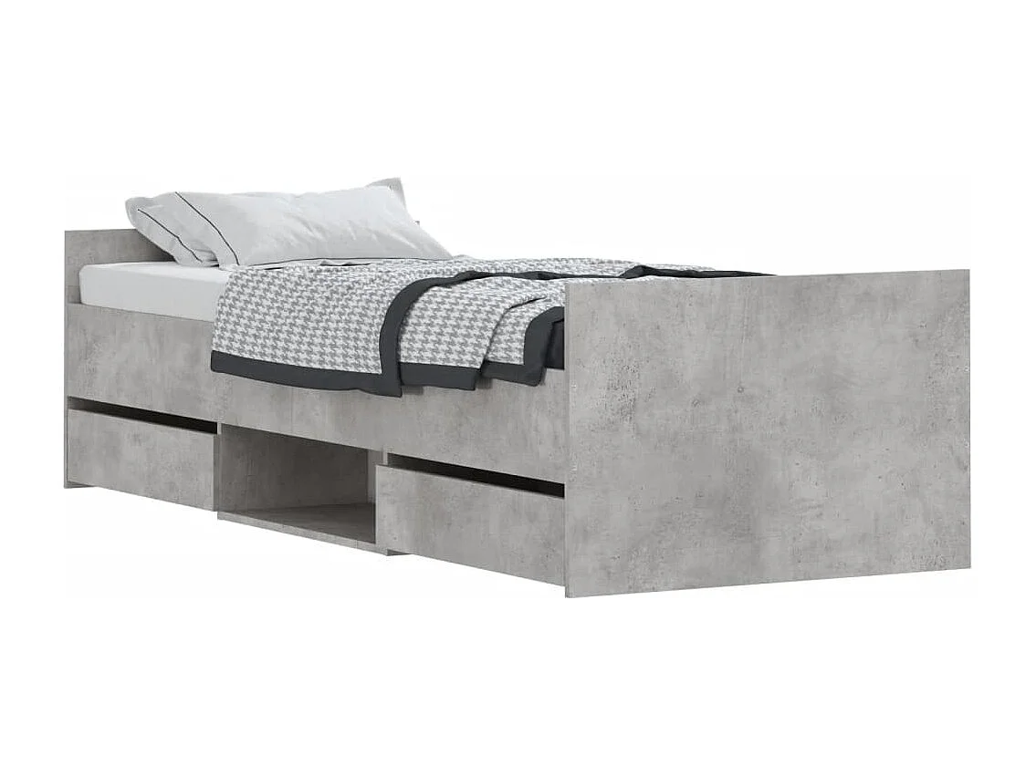 Bedframe met hoofd- en voeteneinde betongrijs 75x190 cm