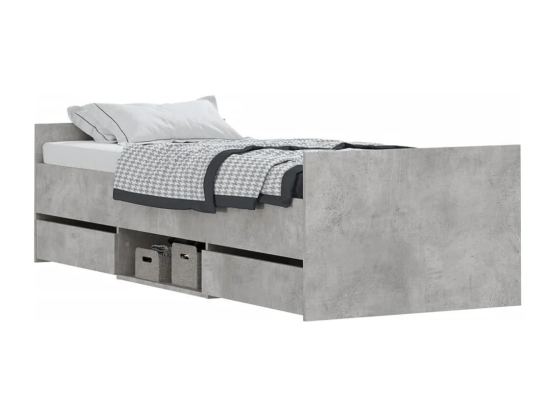 Bedframe met hoofd- en voeteneinde betongrijs 75x190 cm