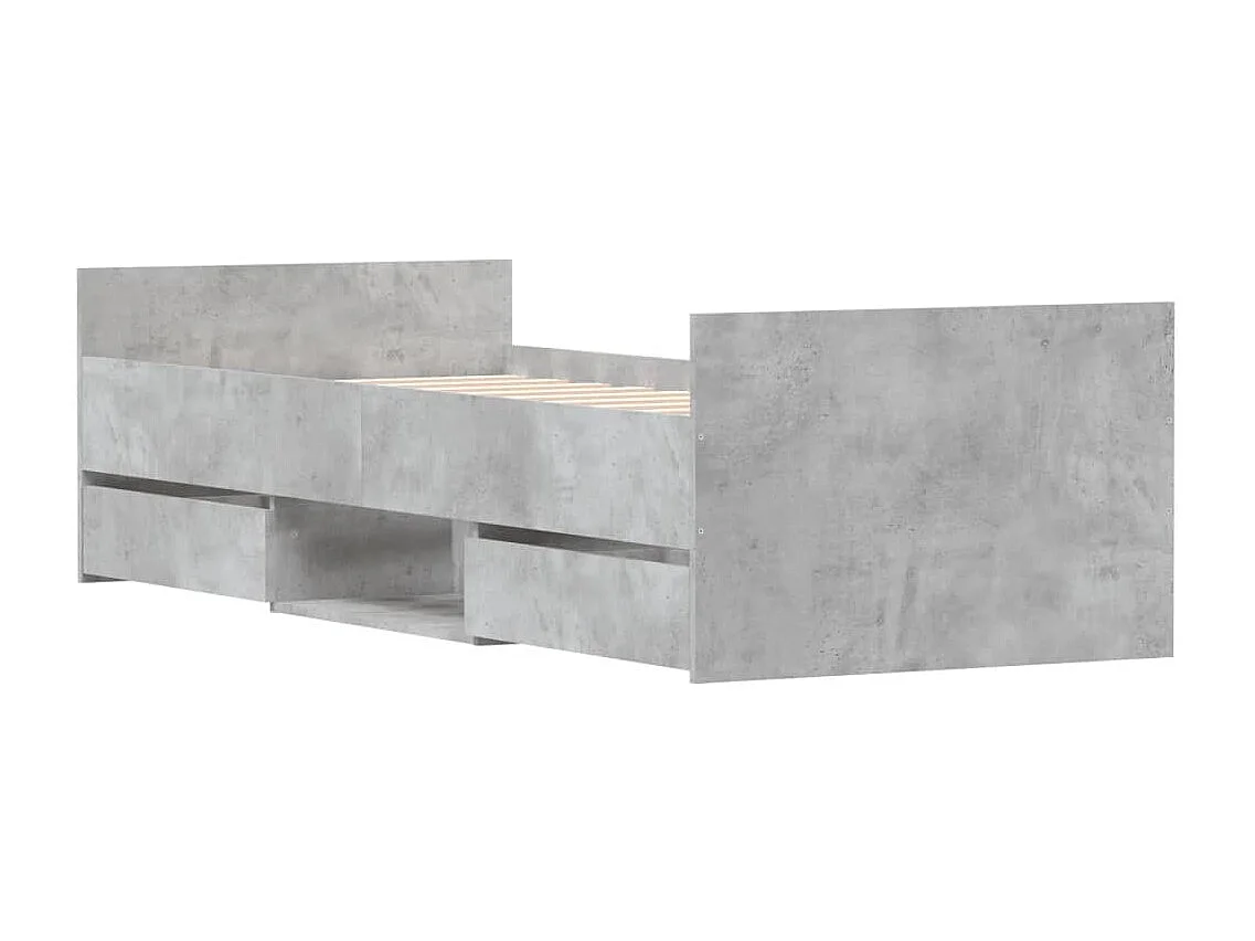 Bedframe met hoofd- en voeteneinde betongrijs 75x190 cm