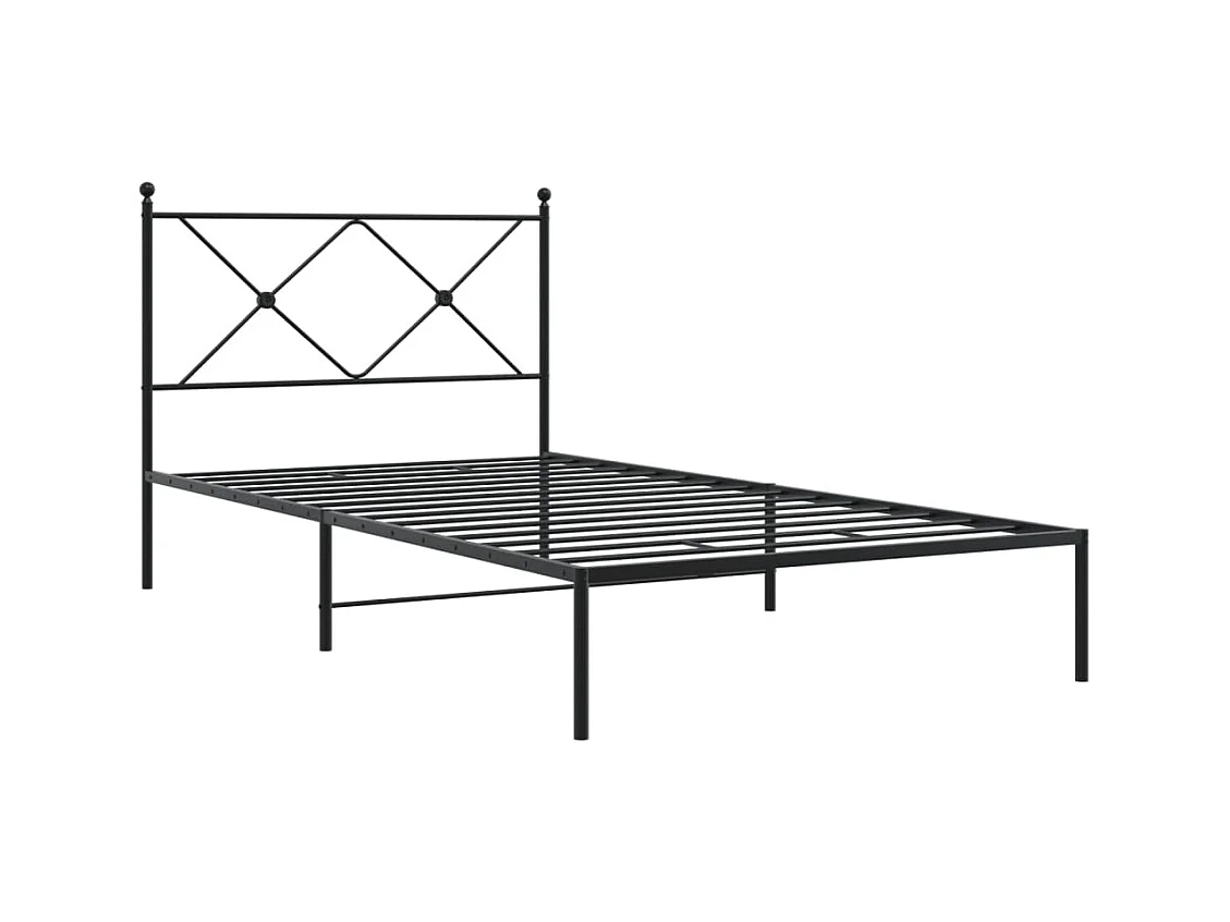 Bedframe met hoofdbord metaal zwart 107x203 cm