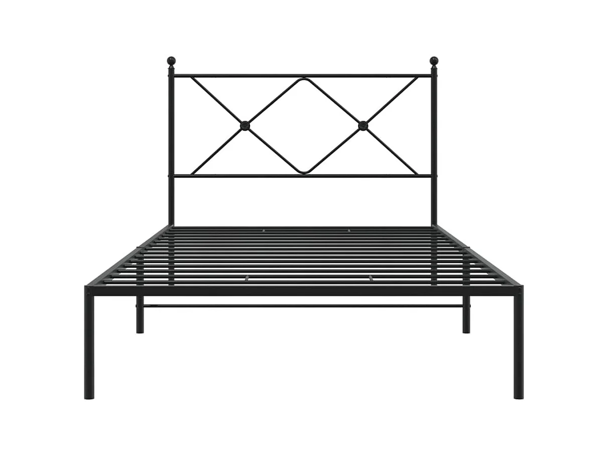 Bedframe met hoofdbord metaal zwart 107x203 cm