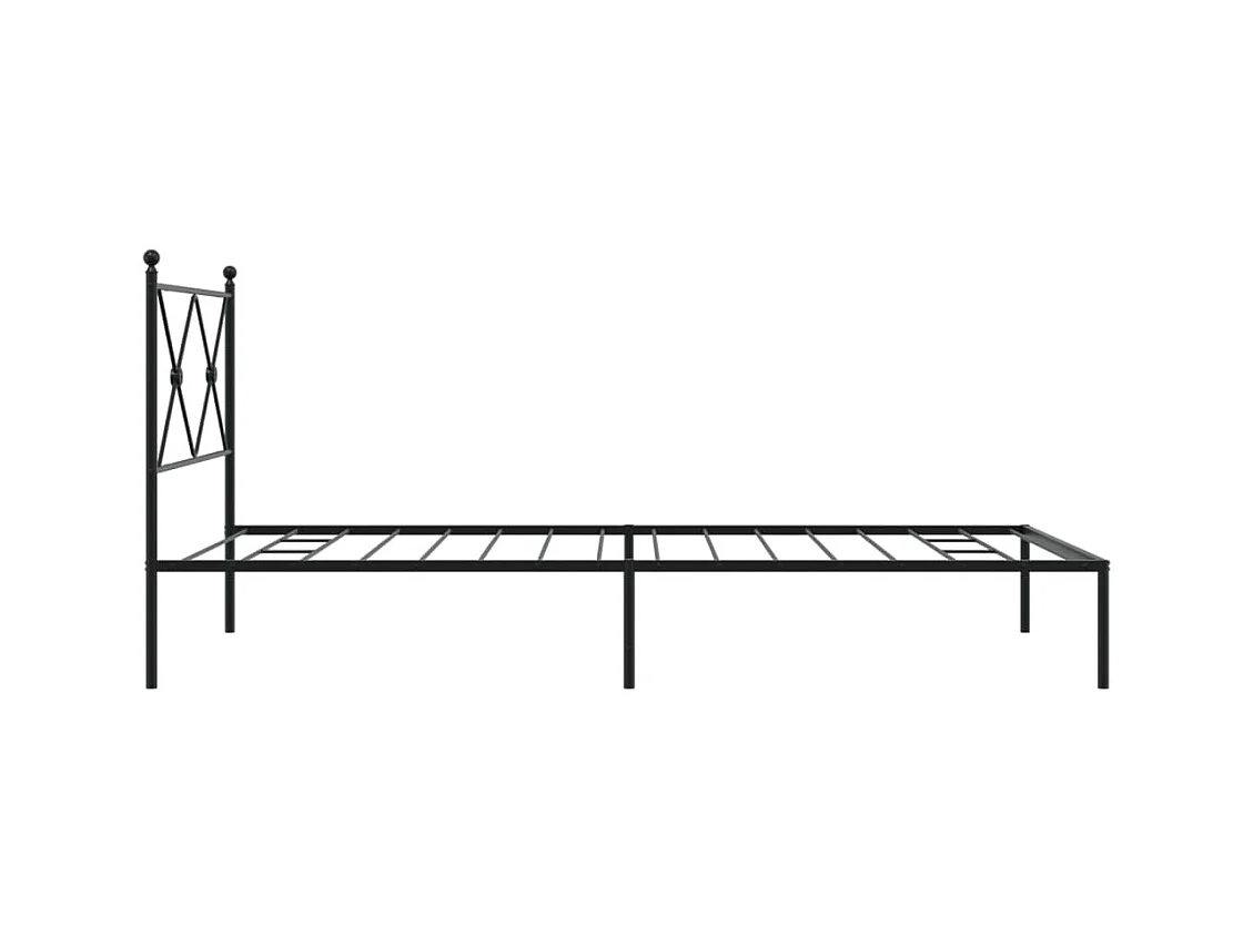 Bedframe met hoofdbord metaal zwart 107x203 cm