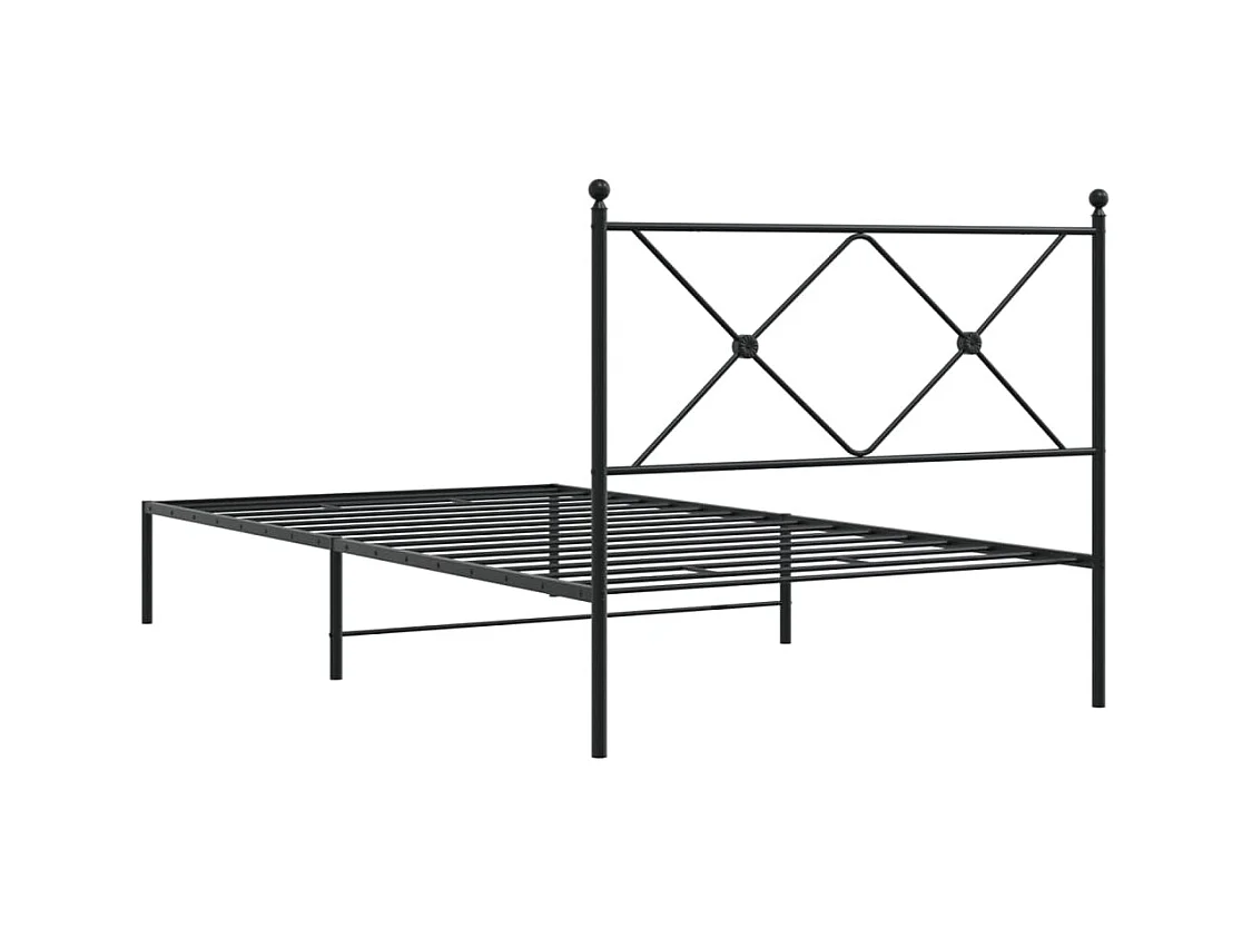 Bedframe met hoofdbord metaal zwart 107x203 cm