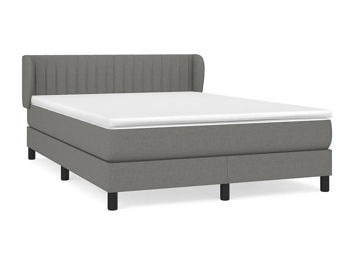 Lit à sommier tapissier avec matelas Gris foncé 140x200 Tissu 3