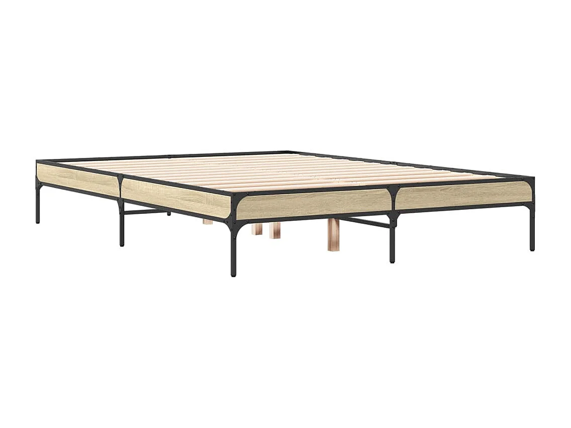 Cadre de lit chêne sonoma 120x190 bois d'ingénierie et métal