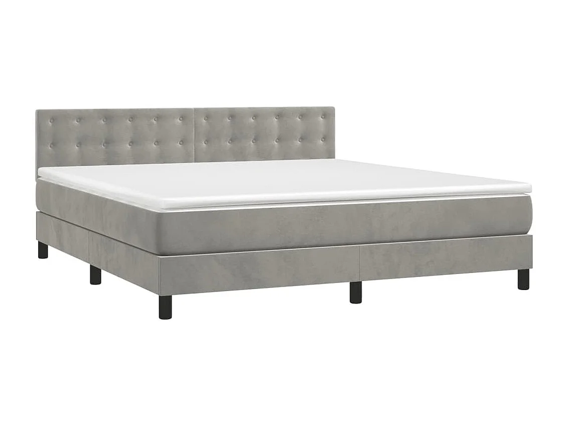 Sommier à lattes de lit matelas et LED Gris clair 180x200