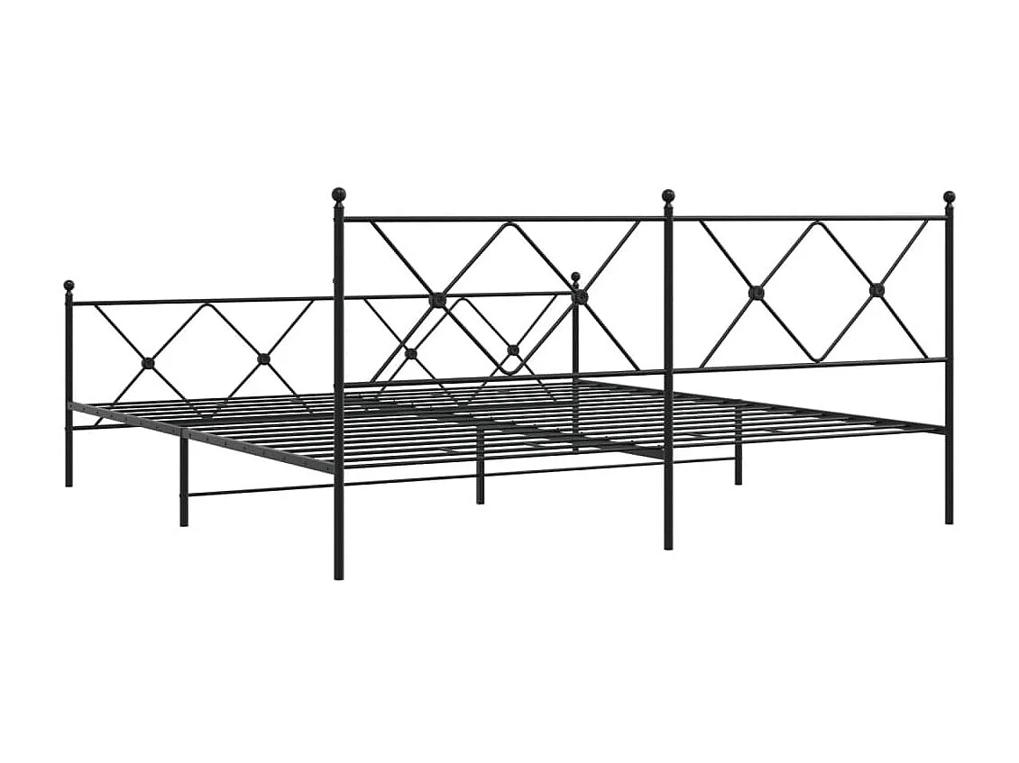 Cadre de lit métal avec tête de lit-pied de lit noir 183x213