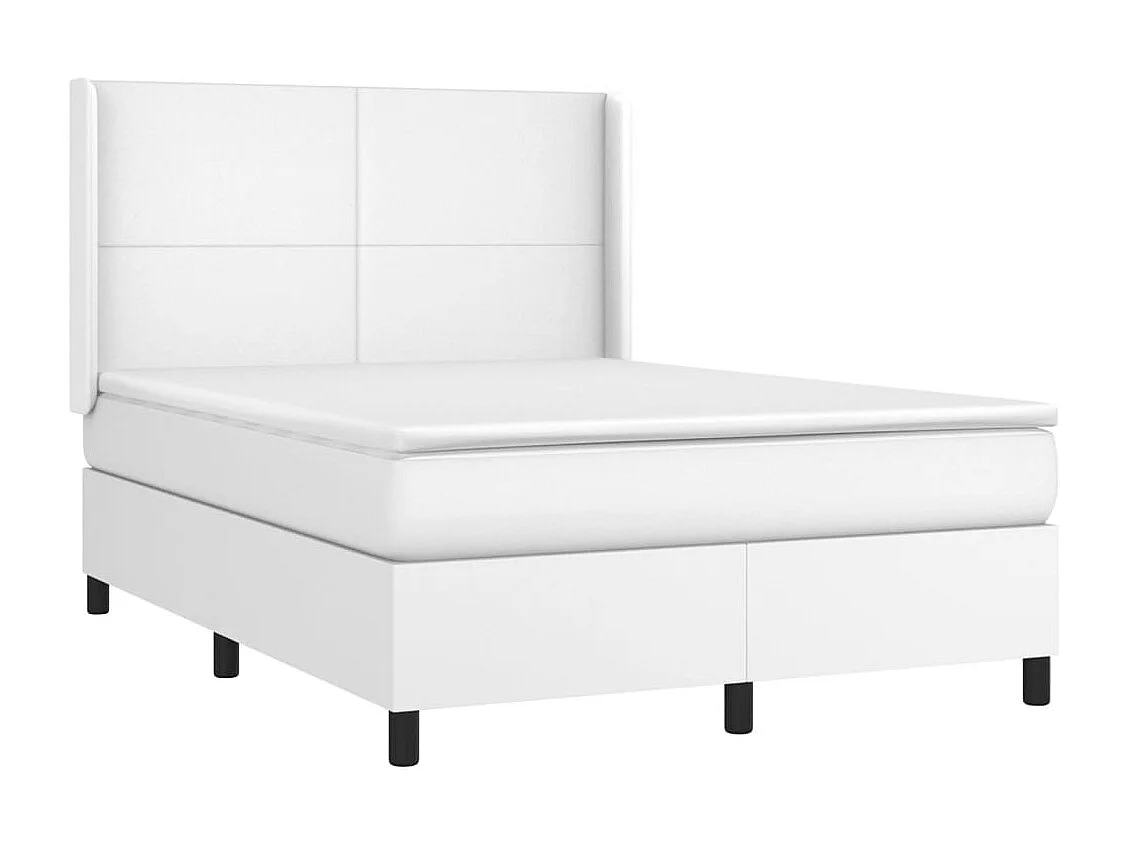 Sommier à lattes de lit matelas LED Blanc 140x190 Similicuir