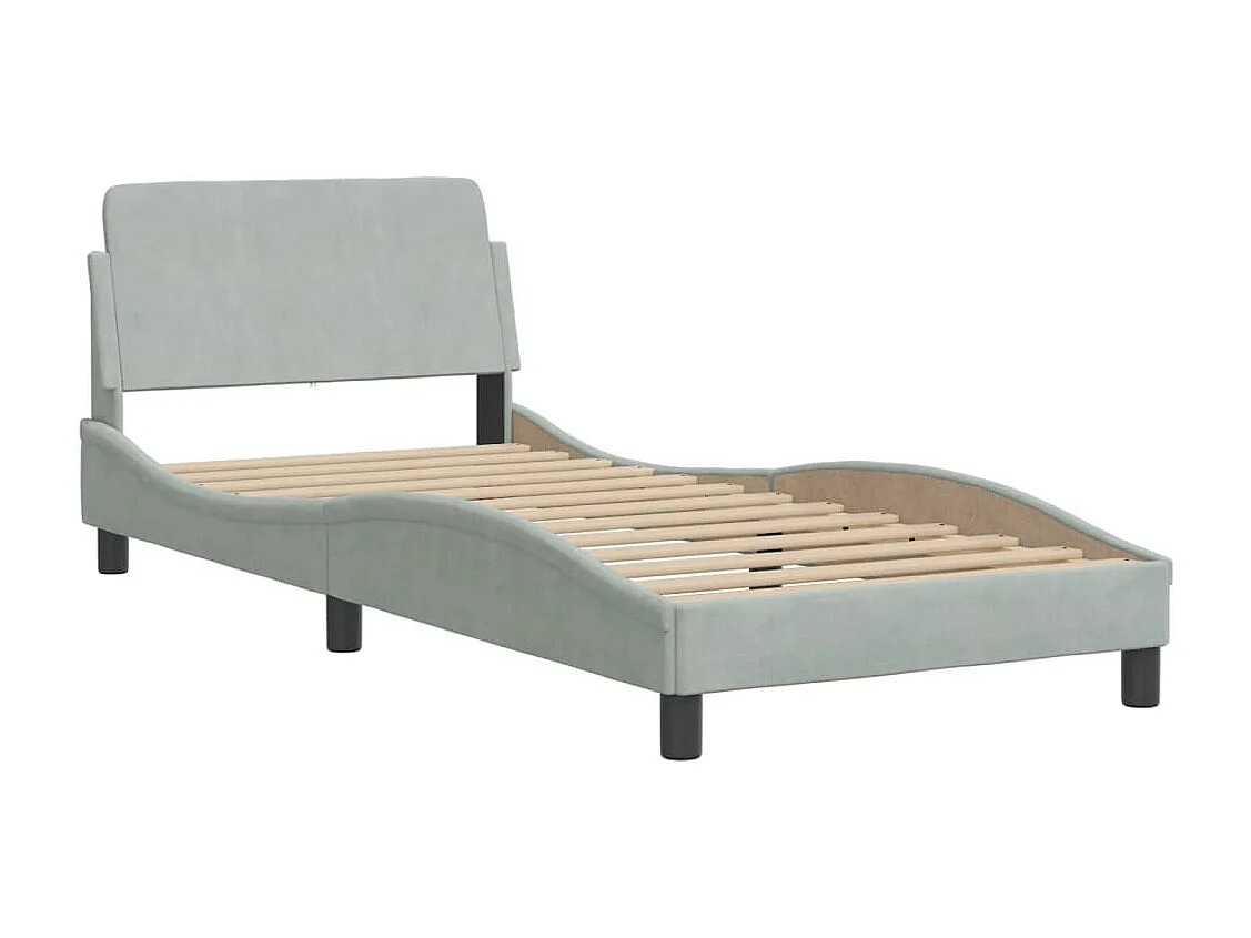 Lit avec matelas gris clair 90x190 velours