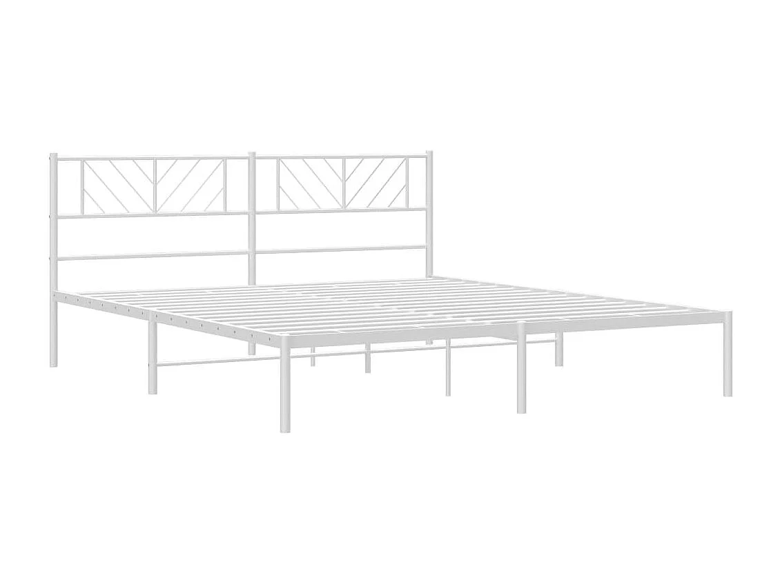 Cadre de lit métal avec tête de lit blanc 183x213