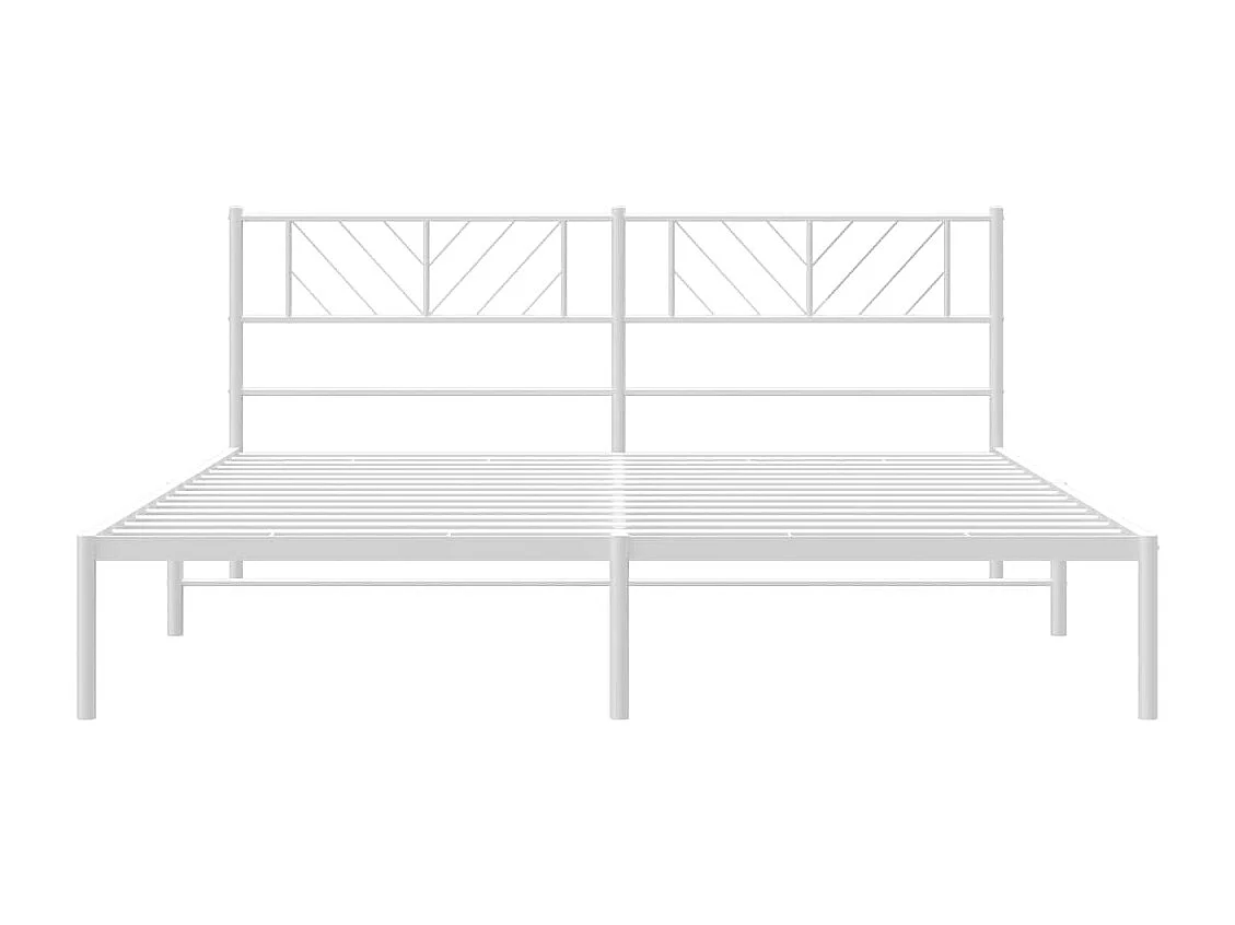 Cadre de lit métal avec tête de lit blanc 183x213