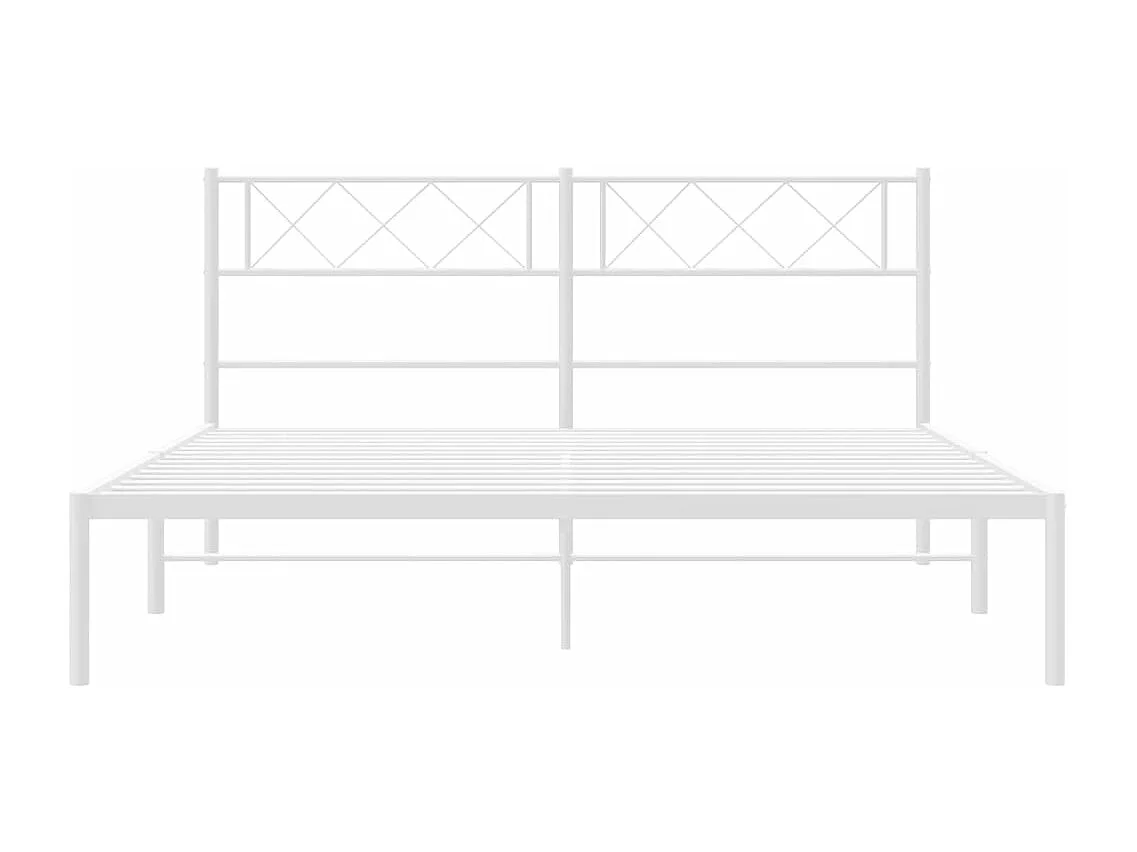 Cadre de lit métal avec tête de lit blanc 135x190