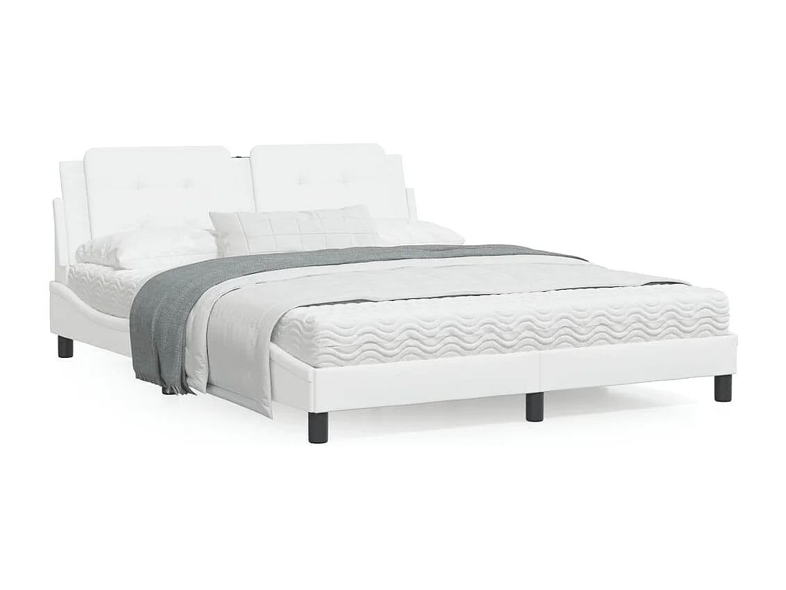Lit avec matelas blanc 160x200 similicuir
