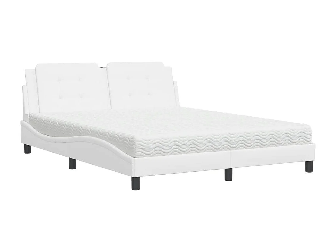 Lit avec matelas blanc 160x200 similicuir