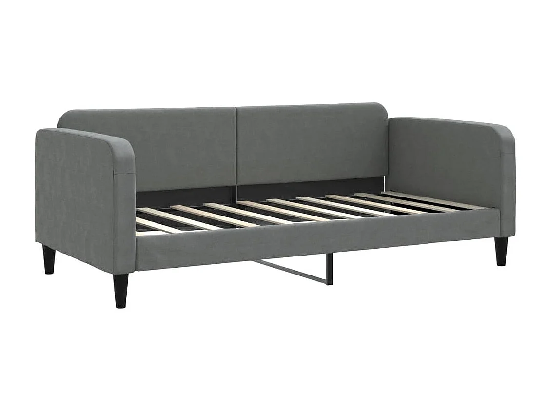 Lit de jour avec matelas gris foncé 90x190 tissu