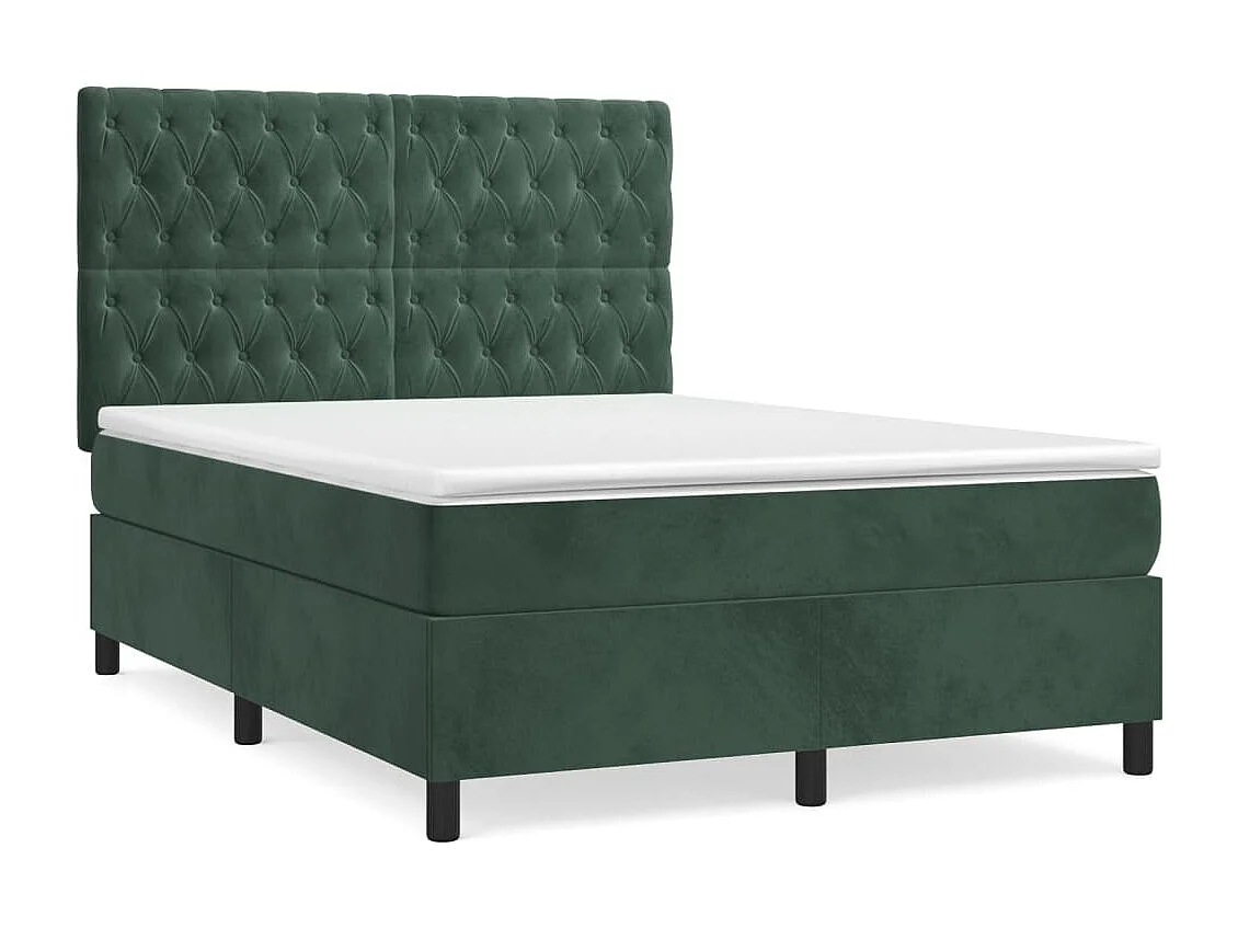 Sommier à lattes de lit et matelas Vert foncé 140x190 Velours