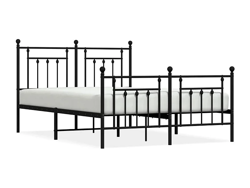 Cadre de lit métal avec tête de lit-pied de lit noir 140x190