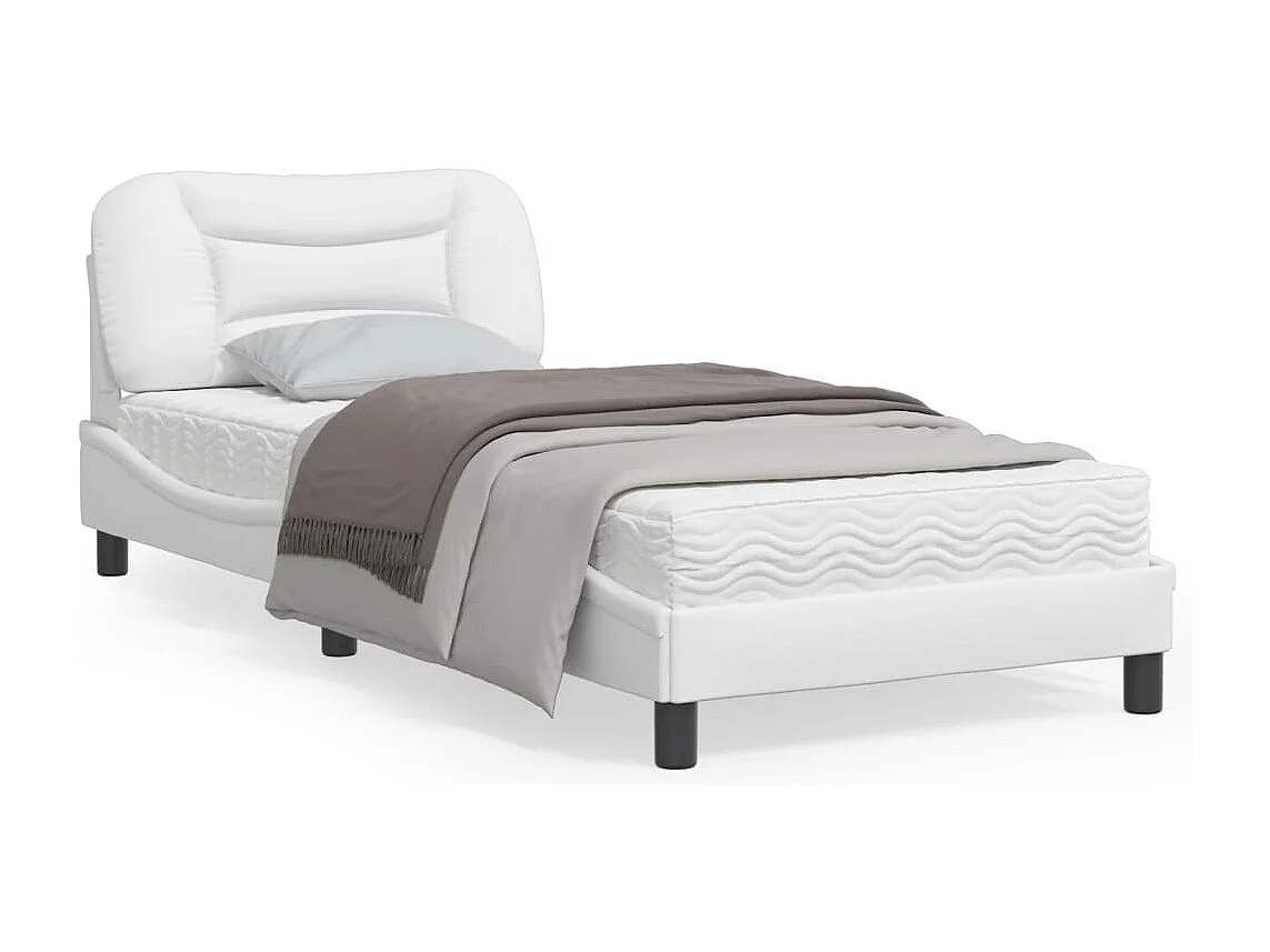 Cadre de lit avec tête de lit Blanc 80x200 Similicuir