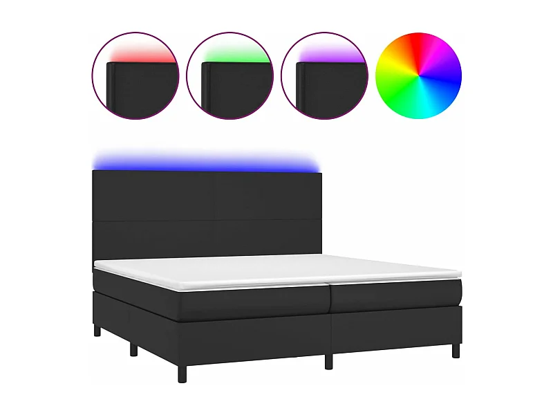 Sommier à lattes de lit avec matelas et LED Noir 200x200