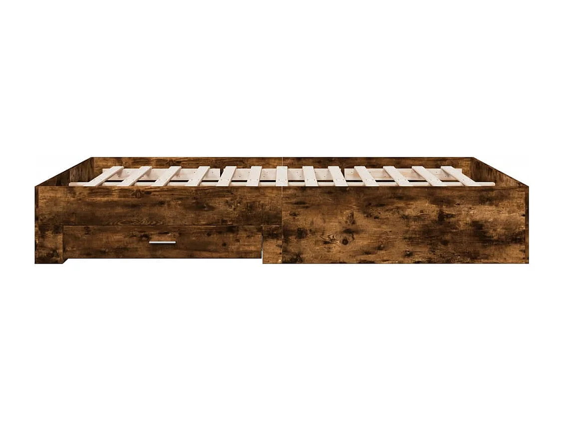 Cadre de lit à tiroirs chêne fumé 160x200 bois d'ingénierie