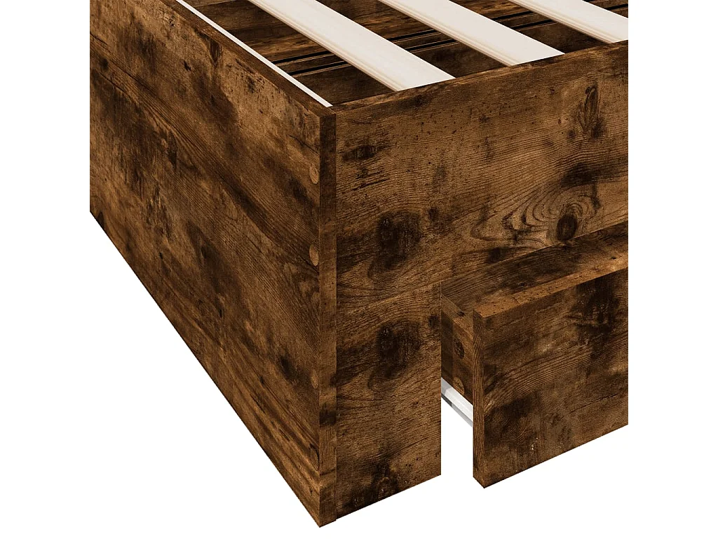 Cadre de lit à tiroirs chêne fumé 160x200 bois d'ingénierie