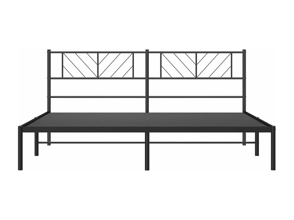 Cadre de lit métal avec tête de lit noir 183x213