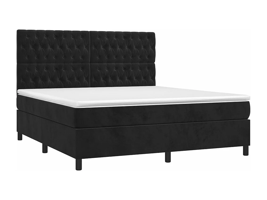 Sommier à lattes de lit matelas et LED Noir 160x200 Velours