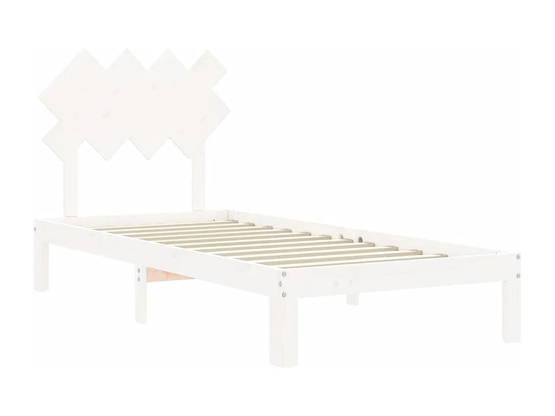 Cadre de lit avec tête de lit blanc simple bois massif