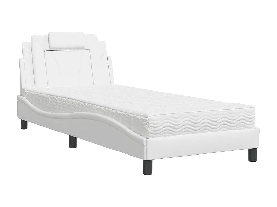 Lit avec matelas blanc 90x200 similicuir