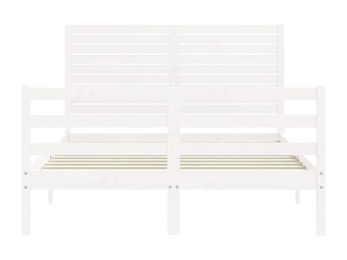 Cadre de lit avec tête de lit blanc 120x200 bois massif