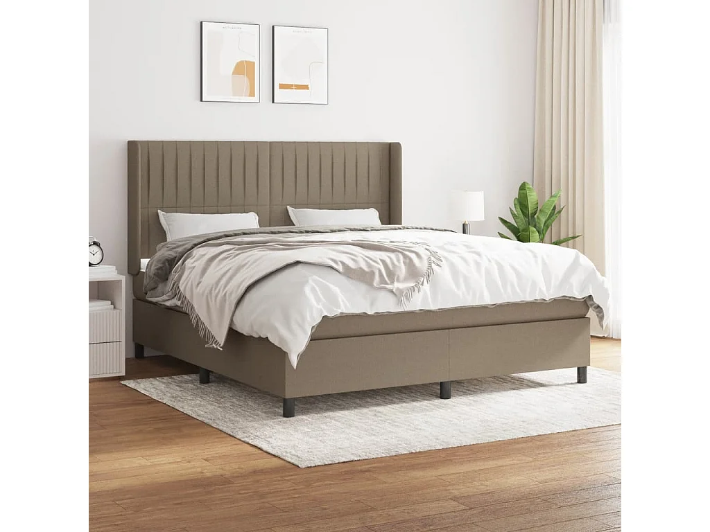 Sommier à lattes de lit avec matelas Taupe 160x200 Tissu